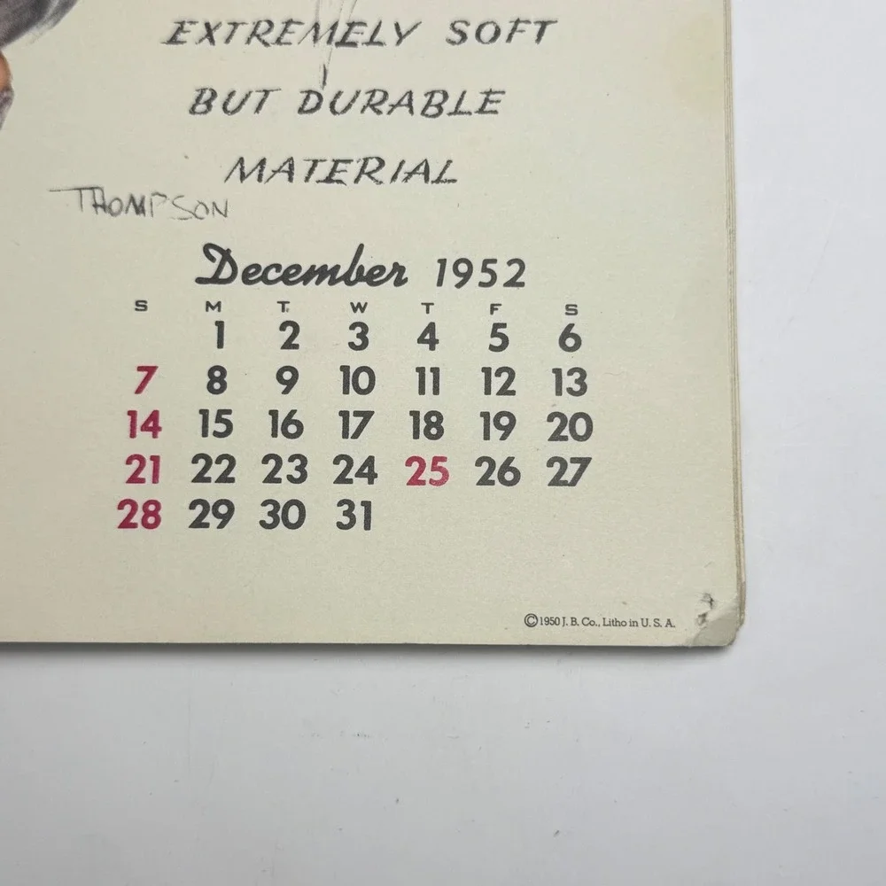Complete 1952 Esquire Pin-Up Calendar Thompson Art Original Vintage 9x12‎ GUC